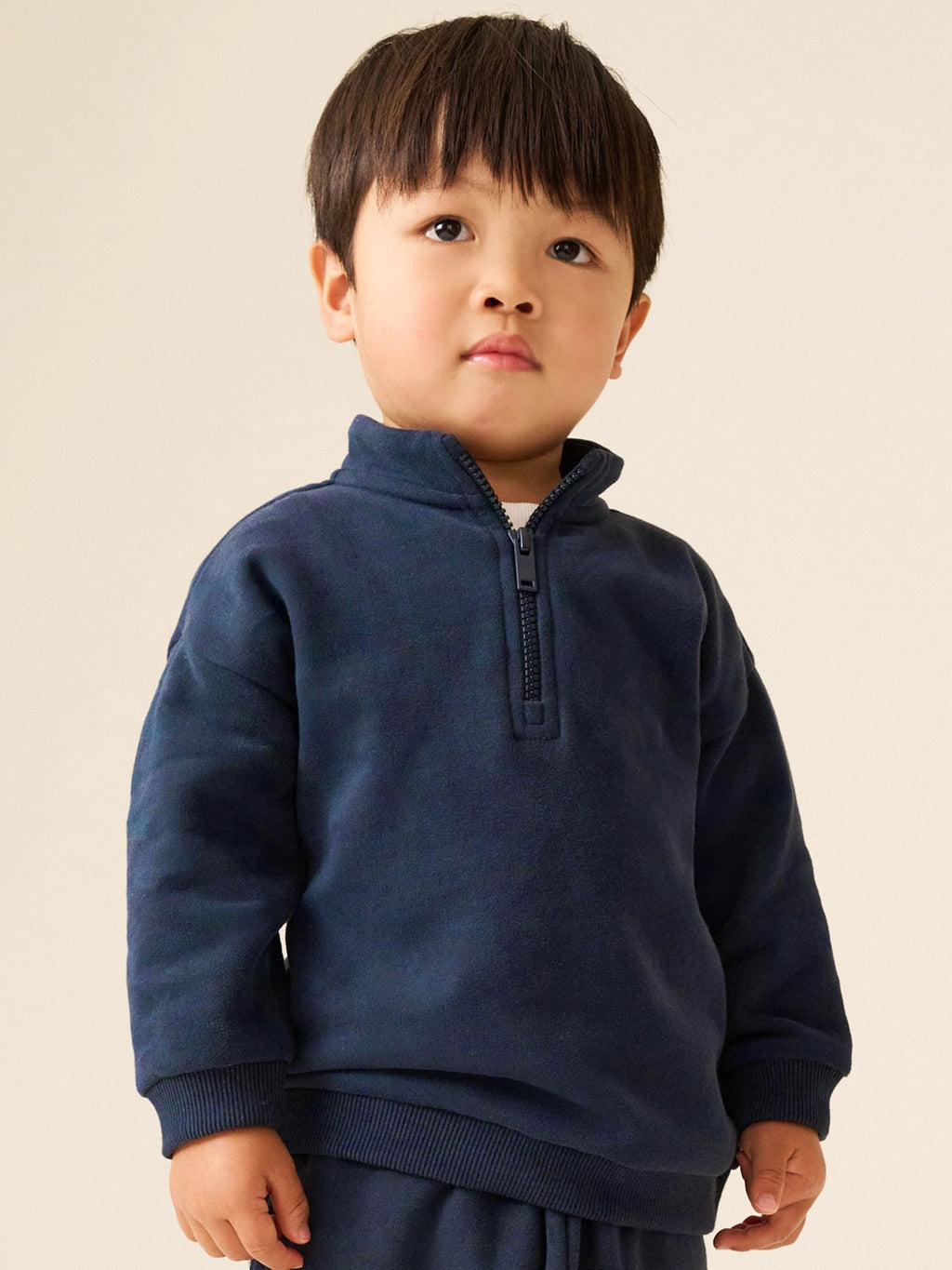 Navy Soft Touch Half Zip Neck Sweat Top (3mths-7yrs)