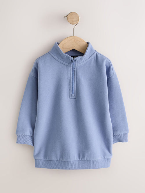 Light Blue Soft Touch Half Zip Neck Sweat Top (3mths-7yrs)