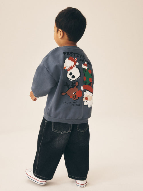 Graphite Grey Christmas Crew Neck Sweat Top (3mths-7yrs)