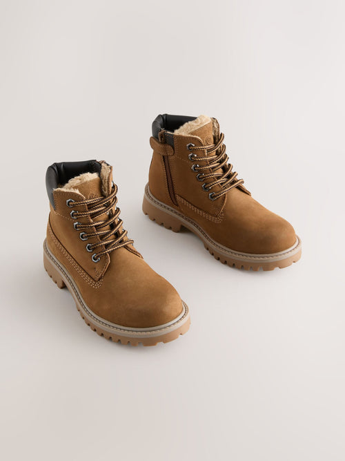 Tan Brown Leather Lace Up Work Boots