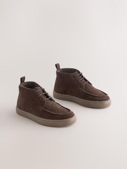 Brown Suede Apron Lace Shoes