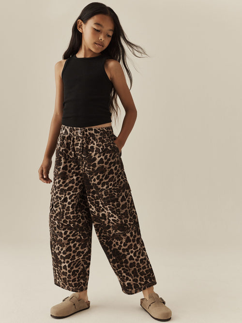 Animal Print Cargo Barrel Jeans (3-16yrs)
