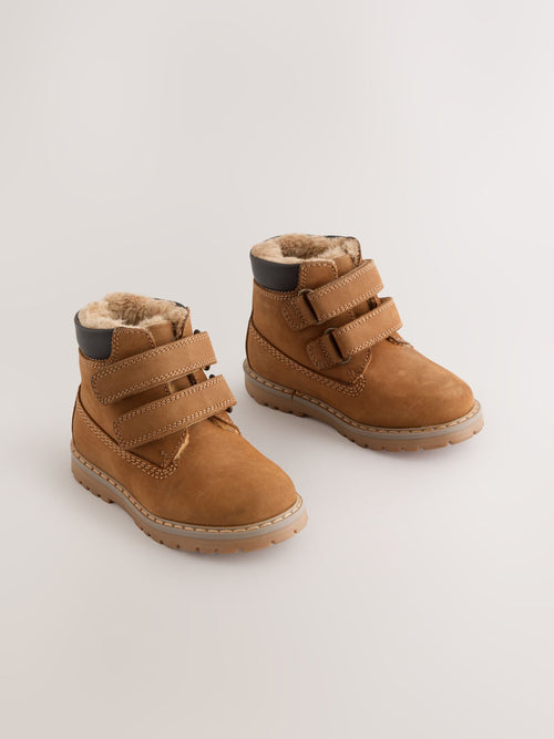 Tan Brown Leather Thermal Thinsulate™ Lined Touch Fastening Work Boots