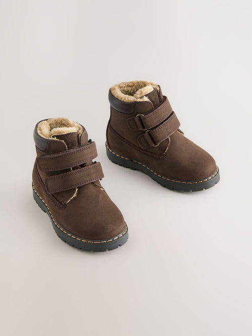 Chocolate Brown Leather Thermal Thinsulate™ Lined Touch Fastening Work Boots