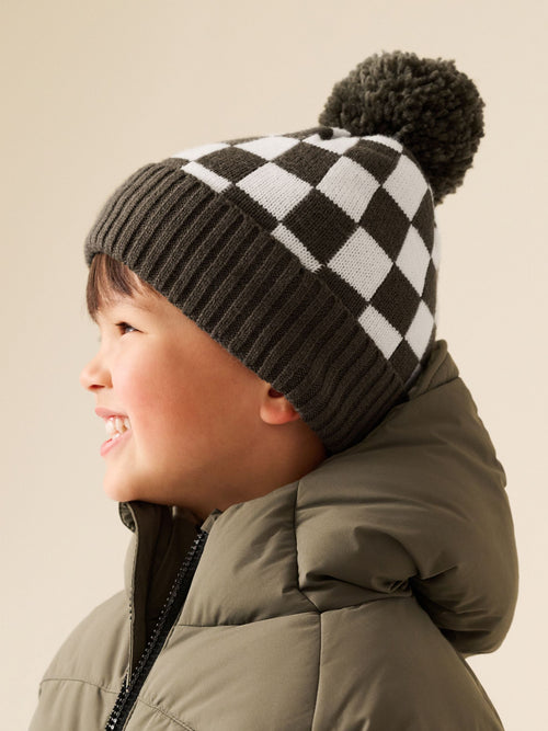 Green/Ecru Embroidered Pom Beanie (3mths-16yrs)