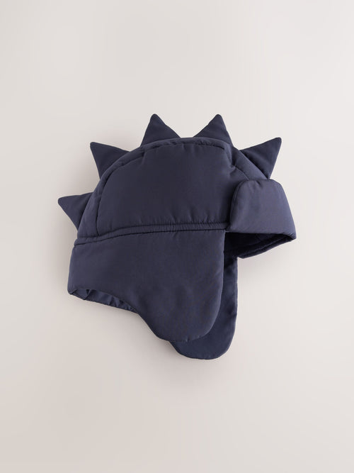 Navy Dino Novelty Lined Trapper Hat (3mths-6yrs)