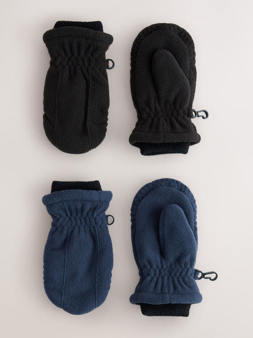 Black/Navy Fleece Mitts Gloves 2 Pack (3mths-6yrs)