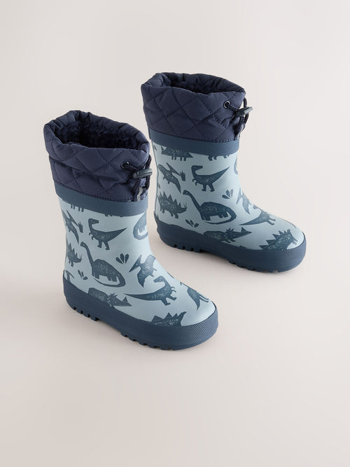 Blue Dino Cuff Wellies