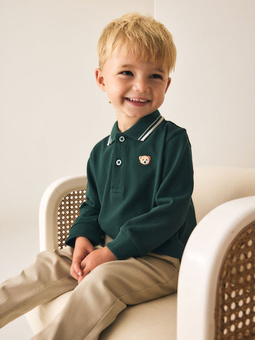 Green Long Sleeve Polo Shirt (3mths-7yrs)