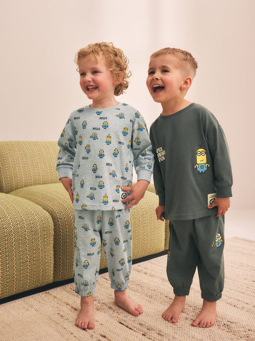 Charcoal Grey Minions Long Sleeve Pyjamas 2 Pack (3-12yrs)