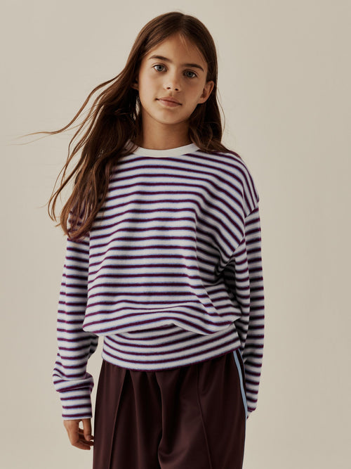Ecru Stripe Cosy Rib Fitted Waist Top (3-16yrs)
