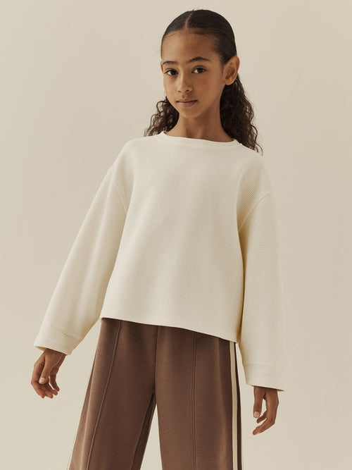 Ecru Long Sleeve Soft Waffle Top (3-16yrs)