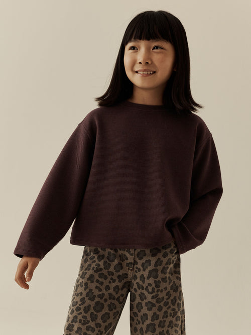 Chocolate Brown Long Sleeve Soft Waffle Top (3-16yrs)