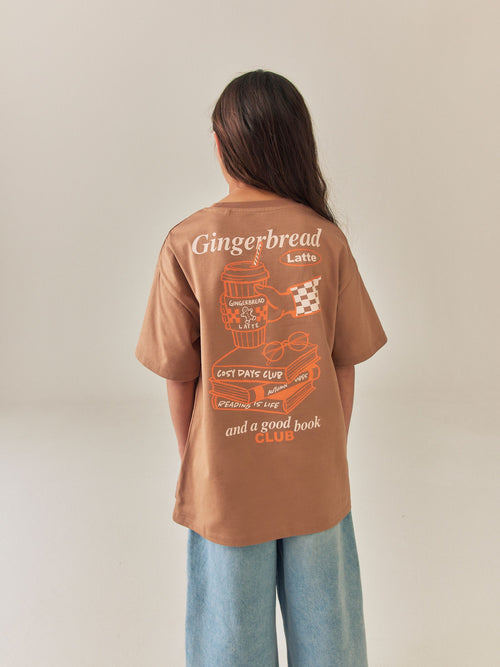 Rust Gingerbread Latte Oversized Graphic T-Shirt (3-16yrs)