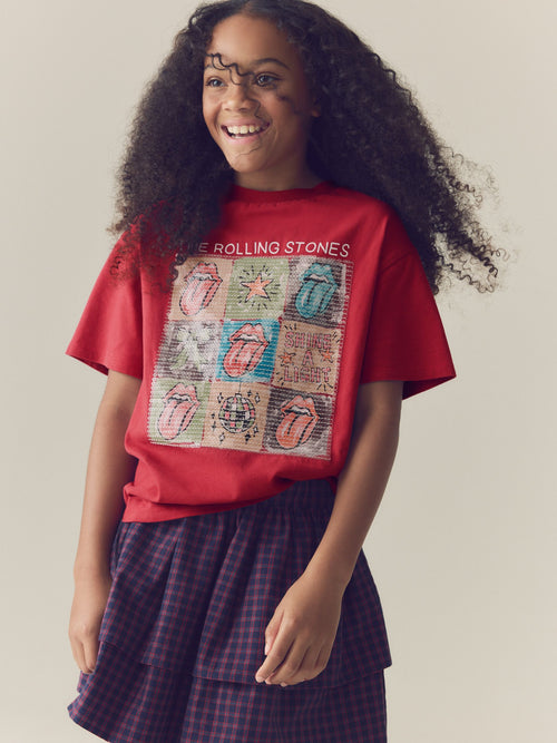 Red Sequin Rolling Stones Oversized T-Shirt (3-16yrs)
