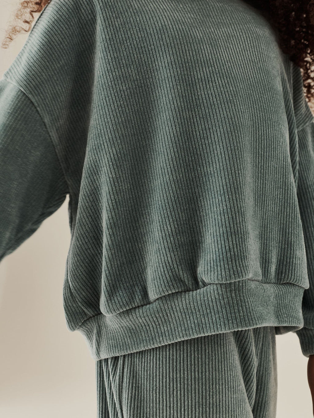 Teal Blue Cord Long Sleeve and Wide Leg Set (3-16yrs)