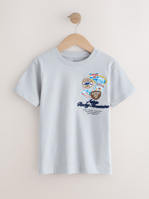 Grey Ski Badge Relaxed Fit Short Sleeve Graphic T-Shirt (3-16yrs)