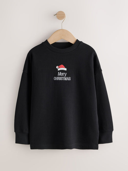 Black Heavyweight Long Sleeve Christmas T-Shirt (3-16yrs)