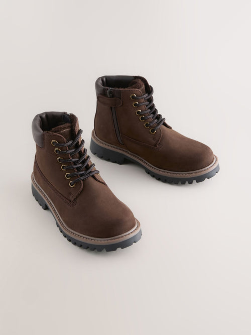 Chocolate Brown Leather Lace Up Work Boots