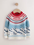 Red/Blue Christmas Crew Neck Jumper (3mths-10yrs)