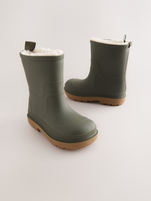 Khaki Green Warm Lined Wellies