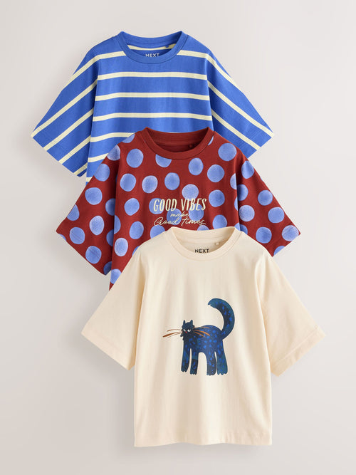 Blue Cat Oversized Graphic T-Shirts 3 Pack (3-16yrs)