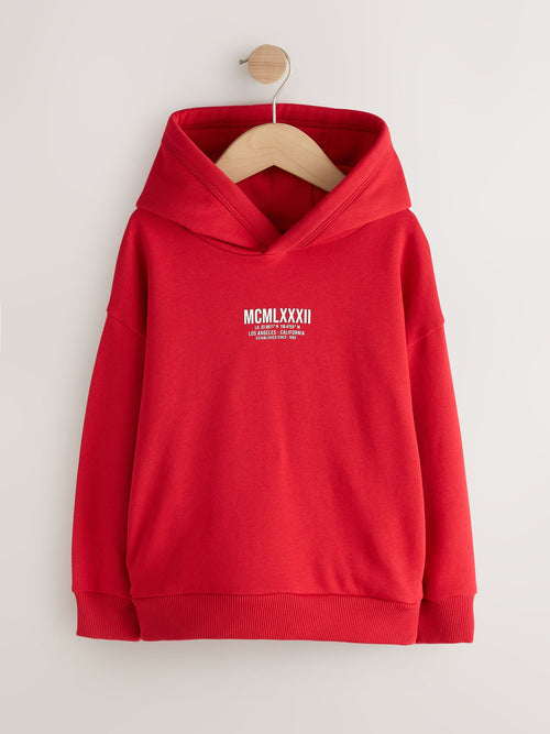 Red Back Print Relaxed Fit Graphic Hoodie (3-16yrs)
