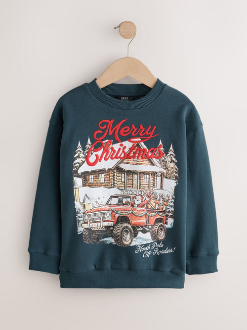 Navy Scene Christmas Crew Neck Sweater (3-16yrs)