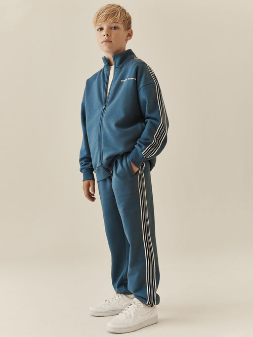 Teal Blue Stripe Zip Up Joggers Set (3-16yrs)