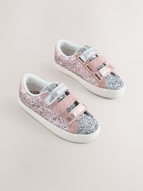 Pink Glitter Wide Fit (G) Low Top Trainers