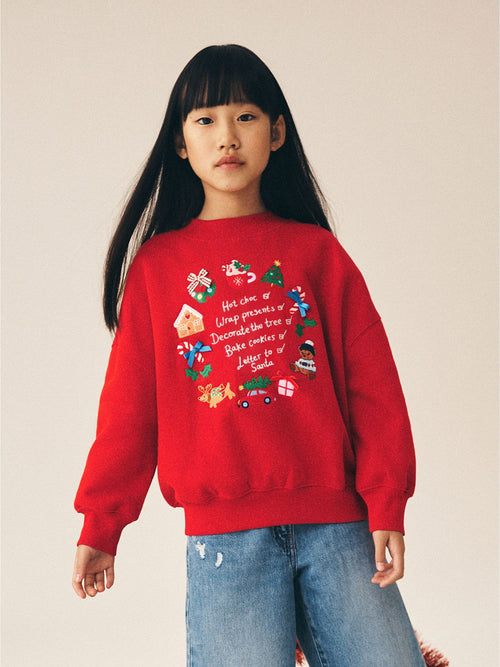 Red Christmas To Do List Sweatshirt (3-16yrs)