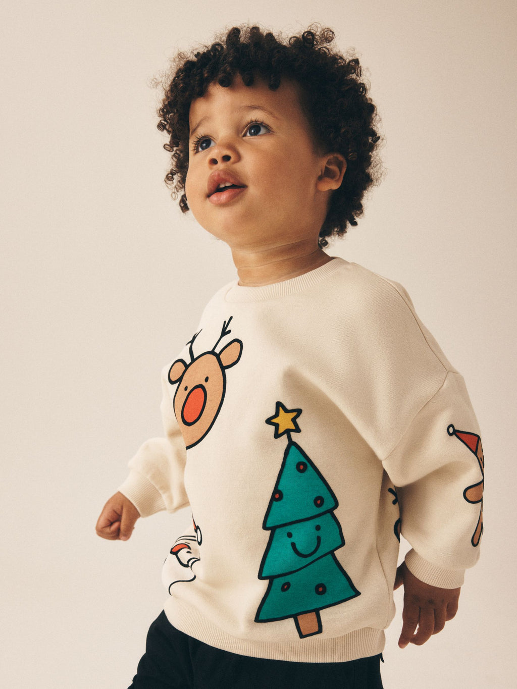 Ecru Christmas Crew Neck Sweat Top (3mths-7yrs)
