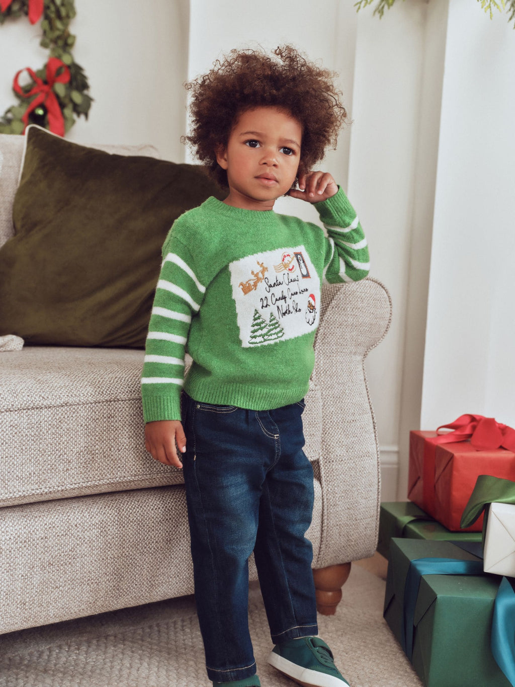 Green Christmas Crew Neck Jumper (3mths-10yrs)