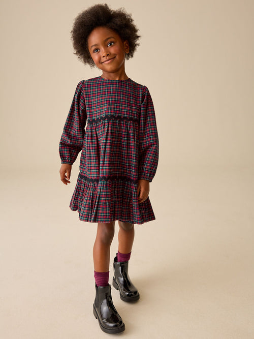 Red Check Tiered Dress (3-16yrs)