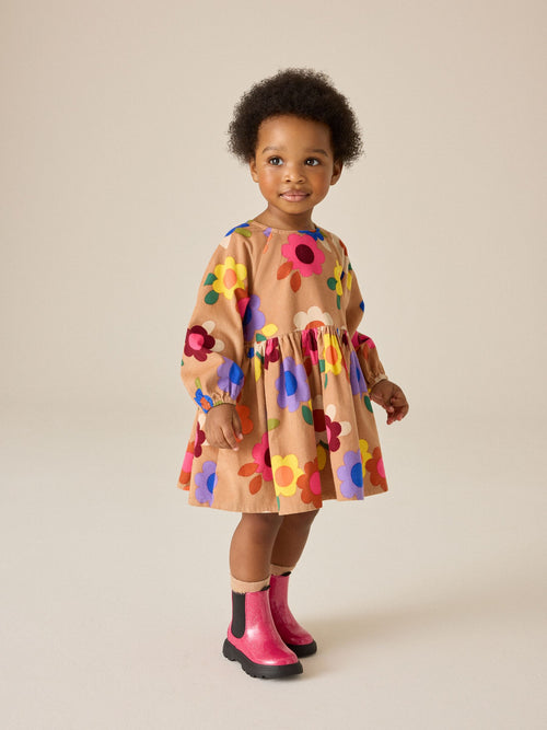 Bright Floral Long Sleeve Cord Dress (3mths-8yrs)