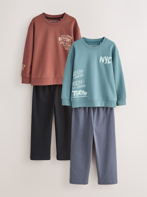 Red/Green Offline Long Sleeve Pyjamas 2 Pack (3-16yrs)