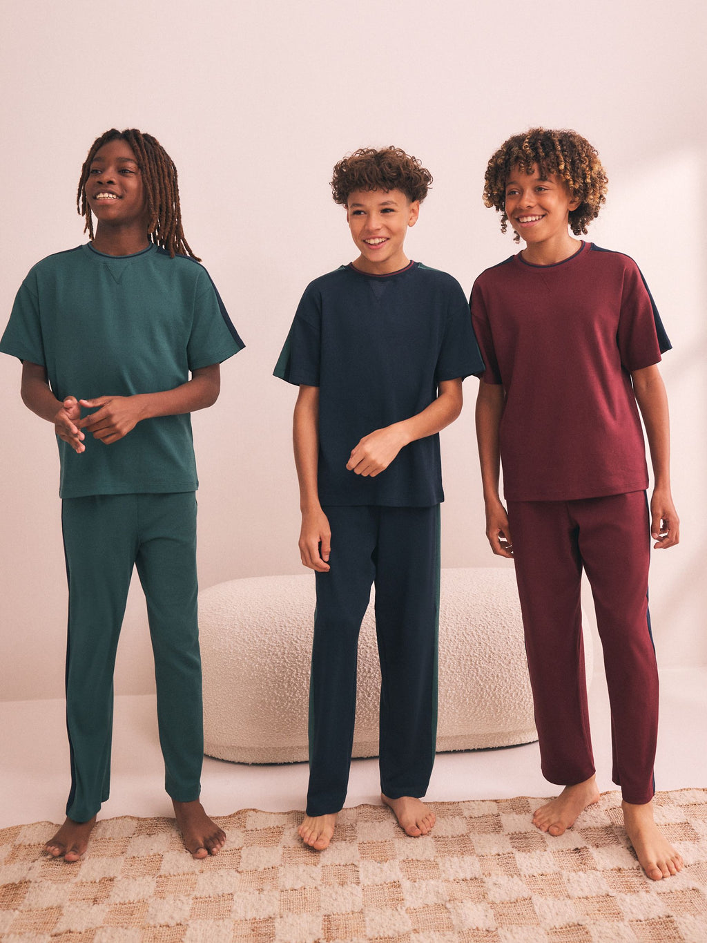 Green/Blue/Red Side Stripe Short Sleeve Jogger Pyjamas 3 Pack (3-16yrs)
