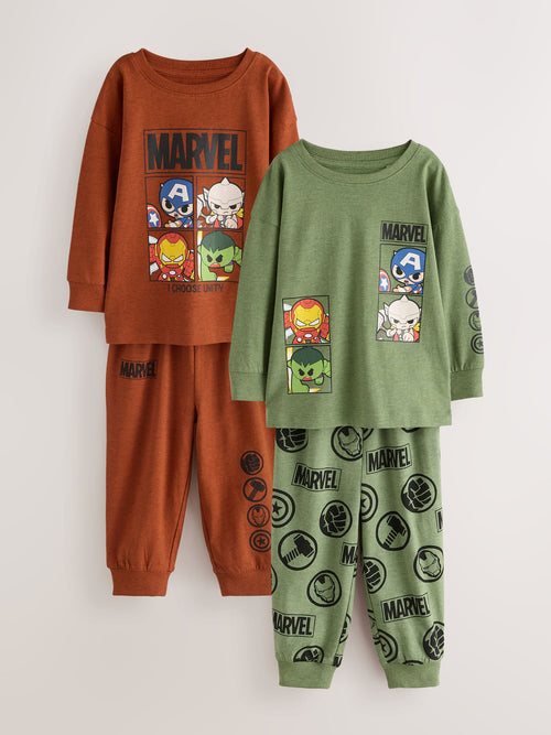 Green/Orange Marvel Long Sleeve Jogger Pyjamas 3 Pack (9mths-8yrs)