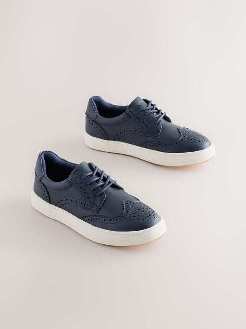 Navy Standard Fit (F) Lace-Up Brogue Shoes