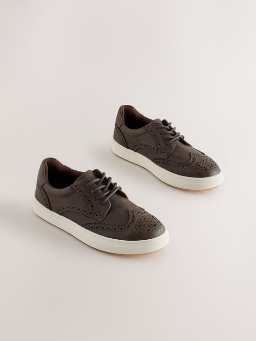 Chocolate Brown Standard Fit (F) Lace-Up Brogue Shoes