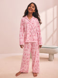 Pink Leopard Print Jersey Button-Through Pyjamas (3-16yrs)