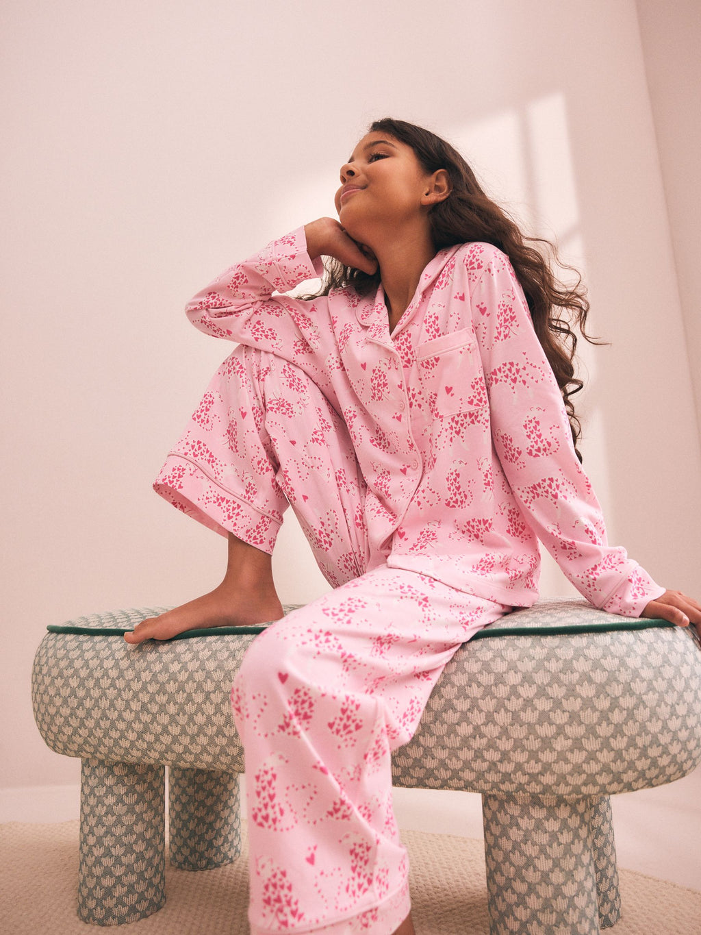 Pink Leopard Print Jersey Button-Through Pyjamas (3-16yrs)