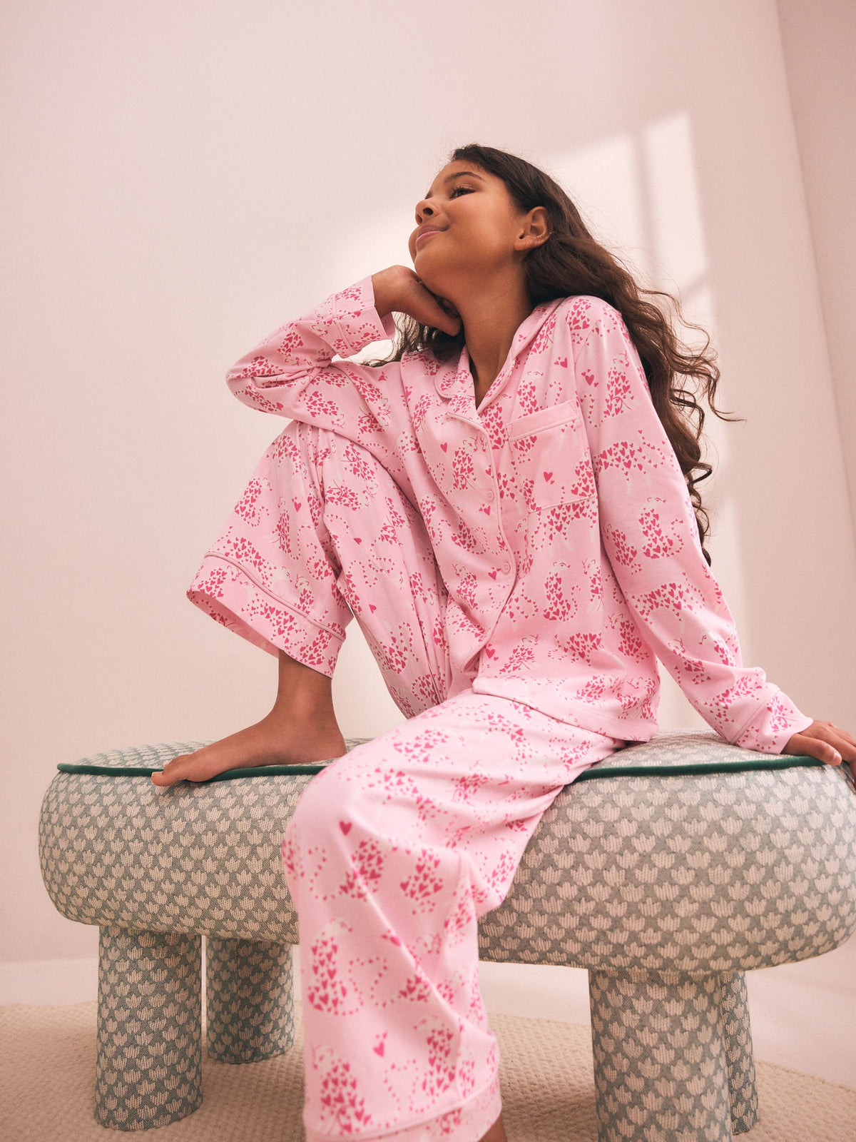 Pink Leopard Print Jersey Button-Through Pyjamas (3-16yrs)