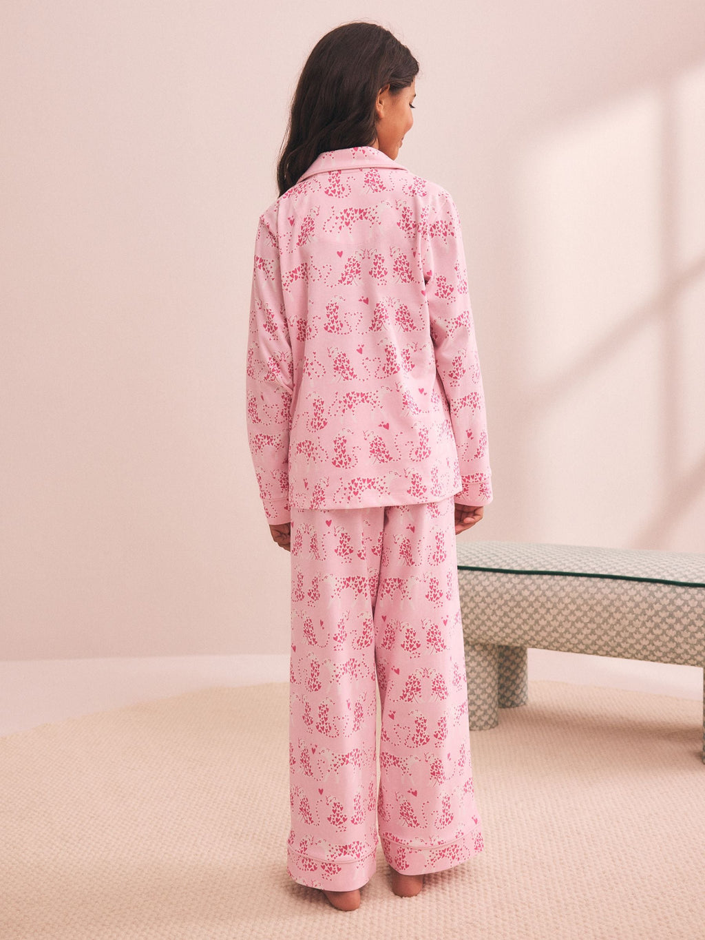 Pink Leopard Print Jersey Button-Through Pyjamas (3-16yrs)