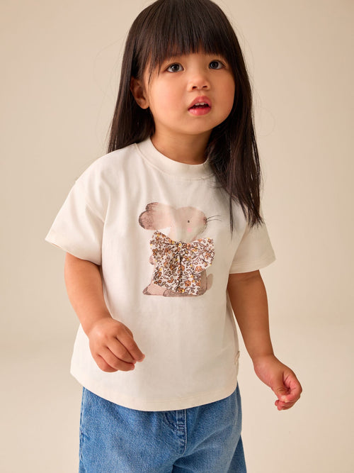 Ecru White Bunny Short Sleeve T-Shirt (3mths-7yrs)