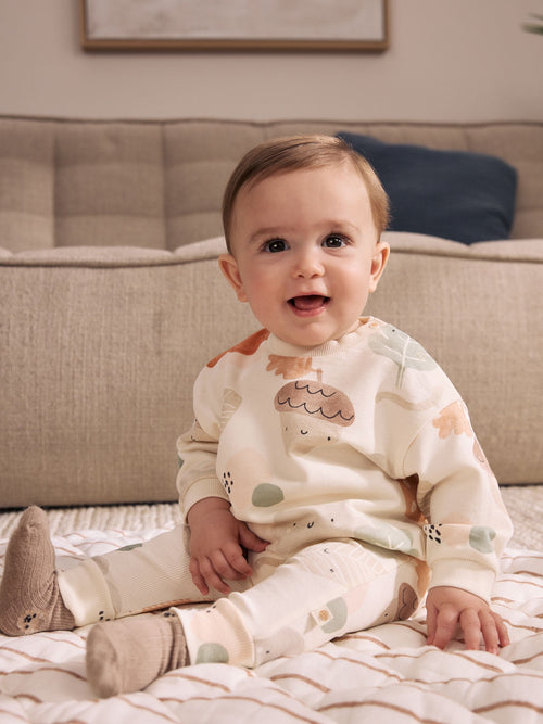 Neutral Autumn Print Sweatshirt and Leggings Baby Set (0mths-2yrs) (0mths-2yrs)