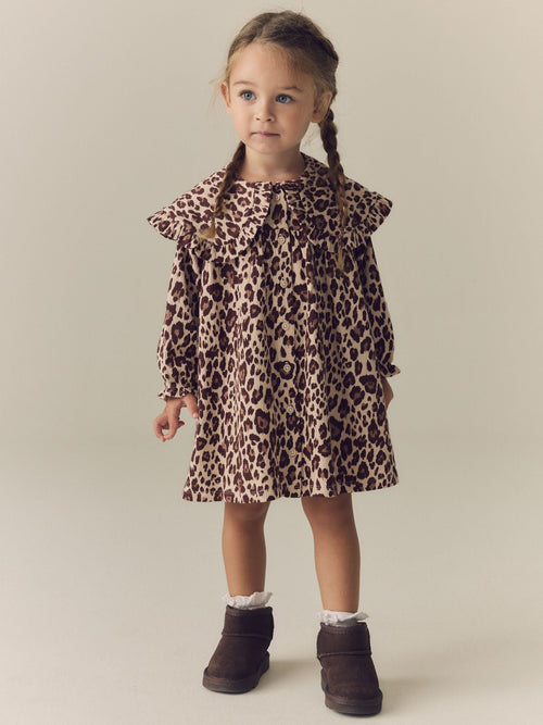 Leopard Long Sleeve Collar Dress (3mths-7yrs)