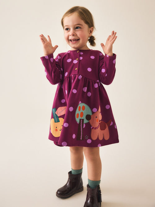 Berry Pink Long Sleeve Dress (3mths-7yrs)