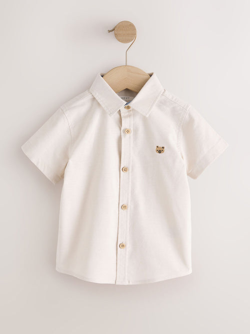 Ecru Character Short Sleeve Oxford Shirt (3mths-7yrs)