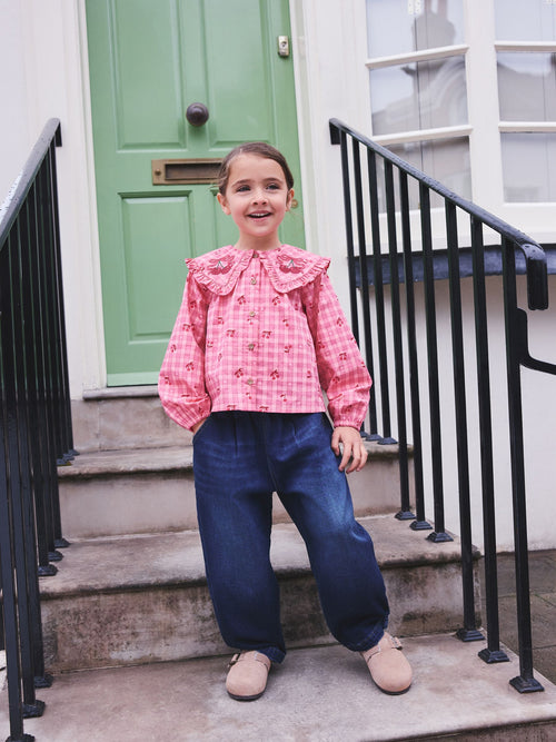Pink Gingham Cherry Blouse (3-16yrs)